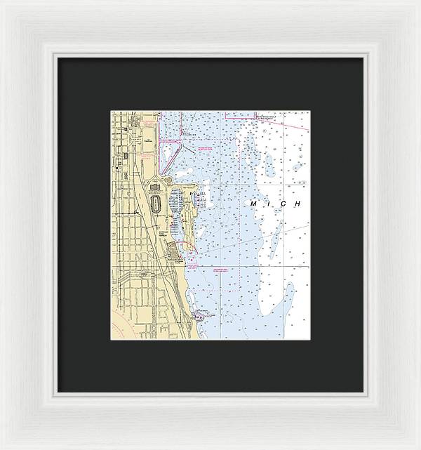 Chicago Burnham Park Harbor-lake Michigan Nautical Chart - Framed Print