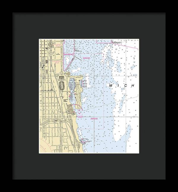 Chicago Burnham Park Harbor-lake Michigan Nautical Chart - Framed Print