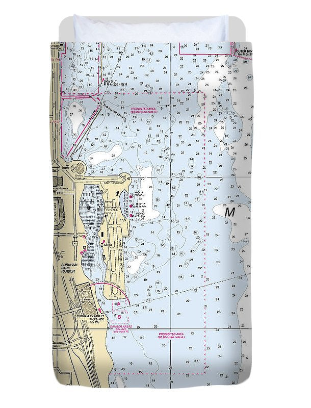 Chicago Burnham Park Harbor-lake Michigan Nautical Chart - Duvet Cover