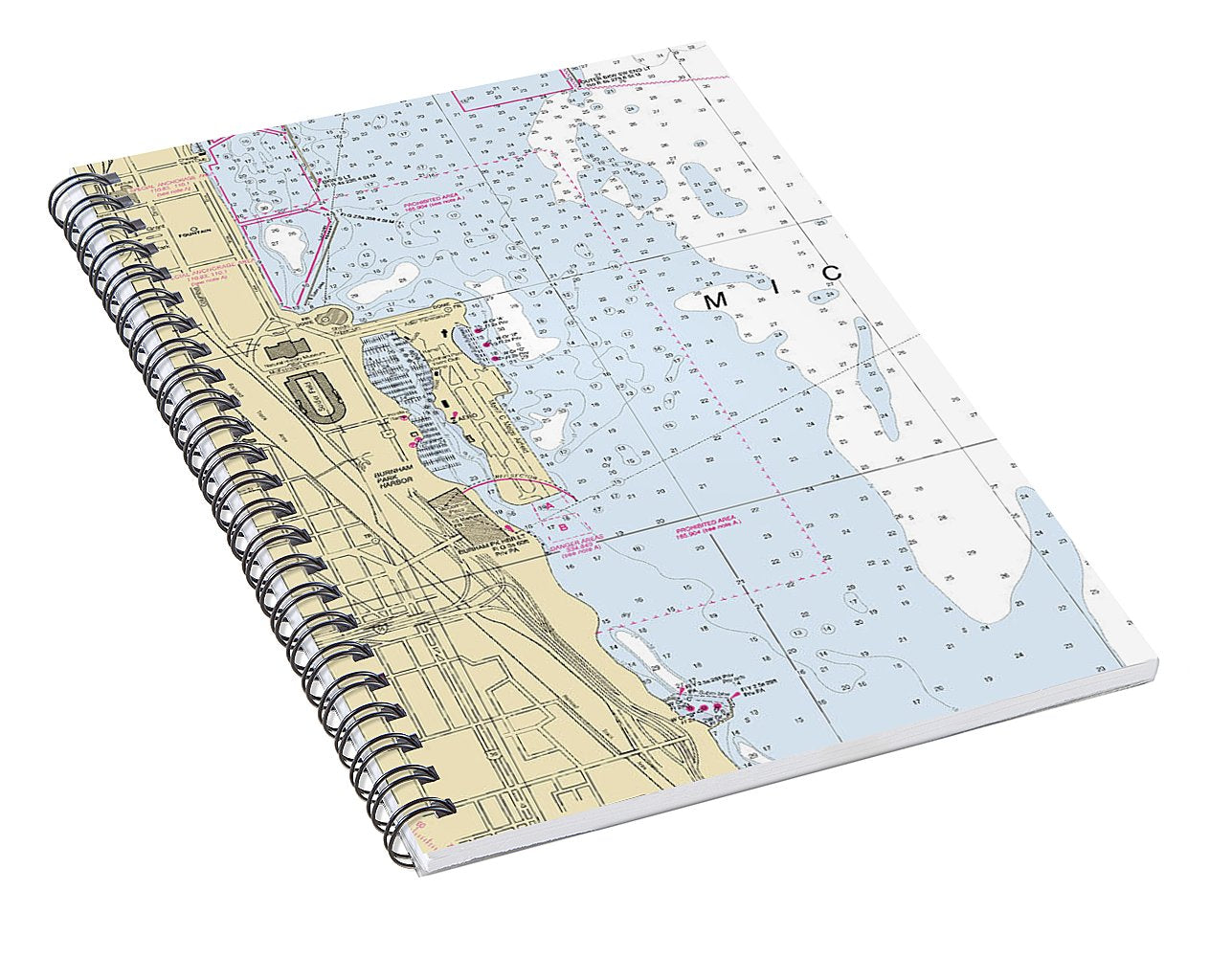 Chicago Burnham Park Harbor-lake Michigan Nautical Chart - Spiral Notebook