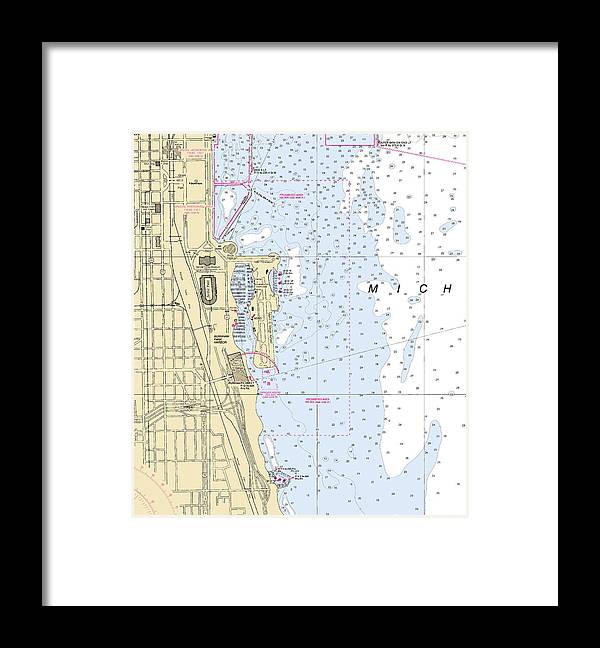 Chicago Burnham Park Harbor-lake Michigan Nautical Chart - Framed Print