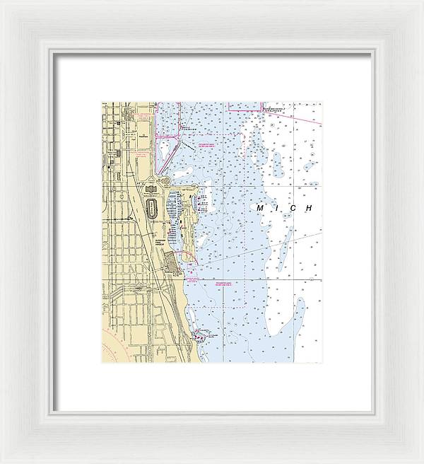 Chicago Burnham Park Harbor-lake Michigan Nautical Chart - Framed Print