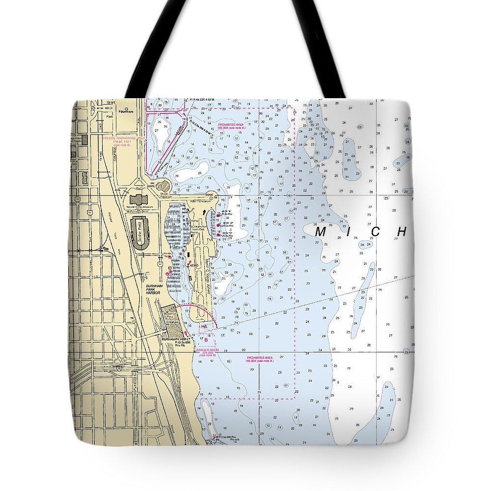 Chicago Burnham Park Harbor-lake Michigan Nautical Chart - Tote Bag