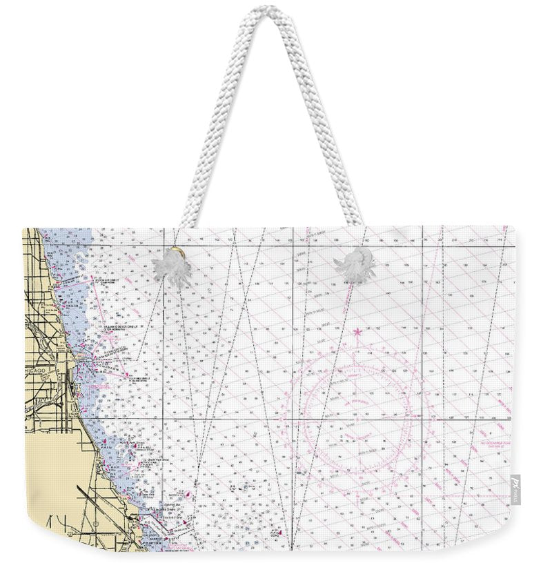Chicago -lake Michigan Nautical Chart _v2 - Weekender Tote Bag
