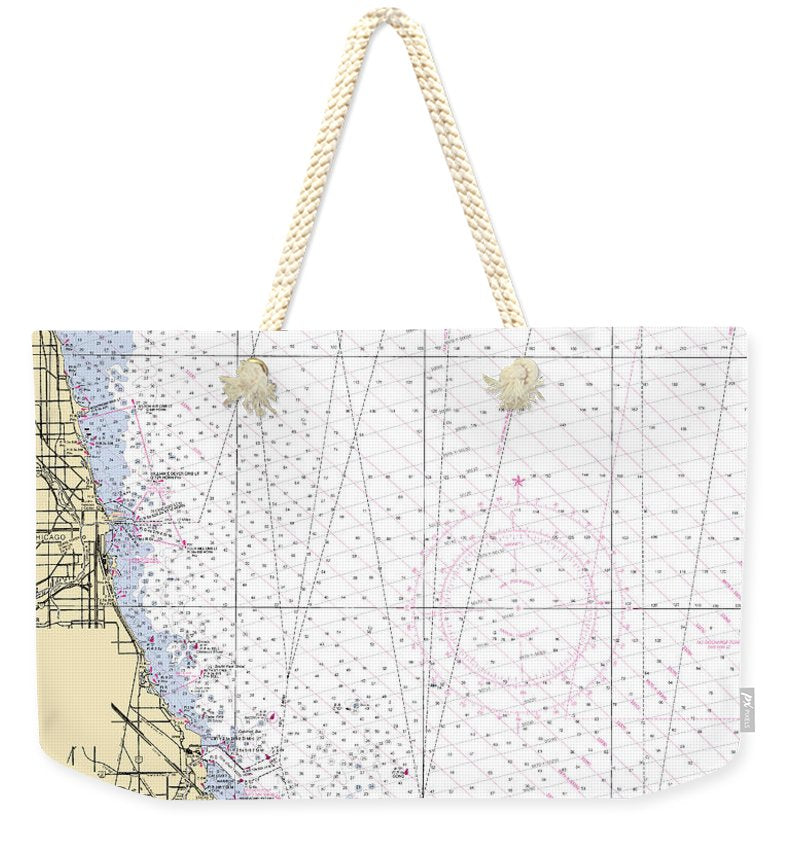 Chicago -lake Michigan Nautical Chart _v2 - Weekender Tote Bag