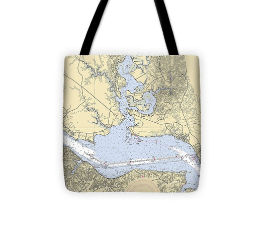 Chickahominy River Virginia Nautical Chart Tote Bag
