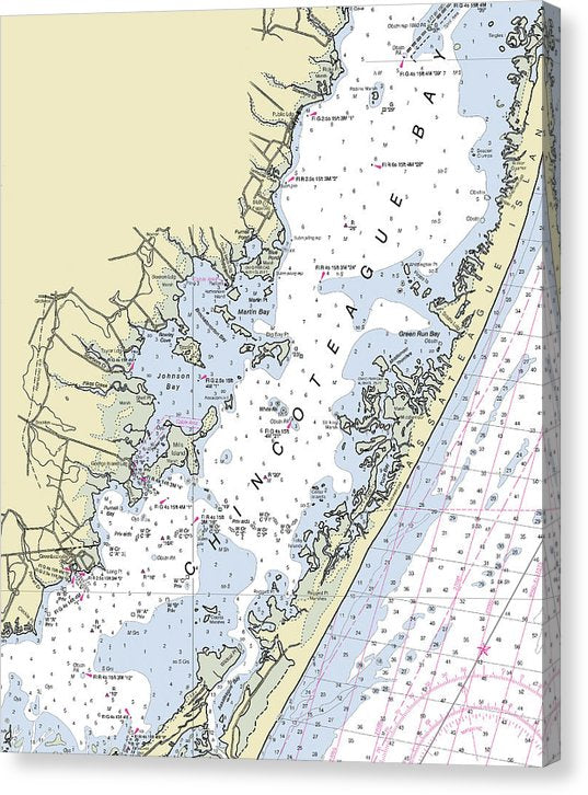 Chincoteague Bay Maryland Nautical Chart Canvas Print
