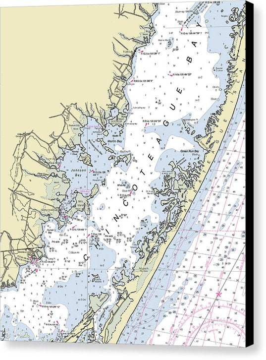 Chincoteague Bay Maryland Nautical Chart - Canvas Print