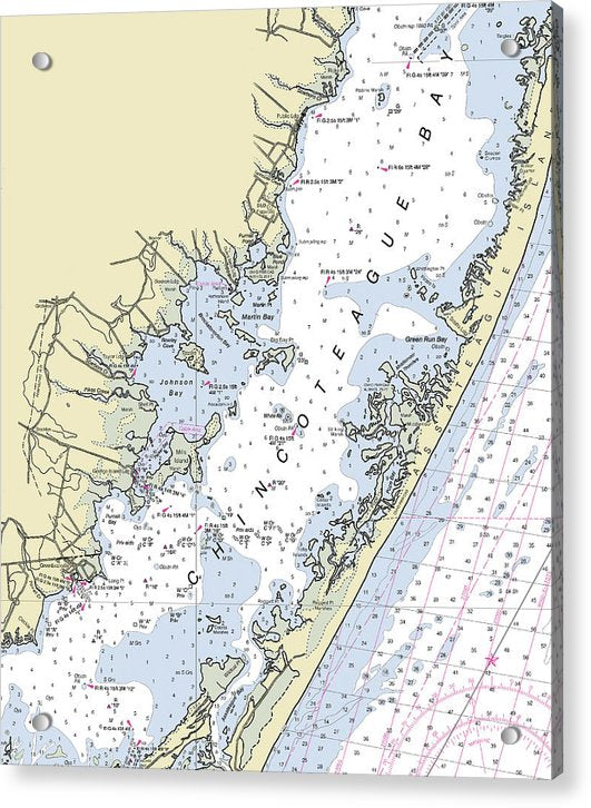 Chincoteague Bay Maryland Nautical Chart - Acrylic Print