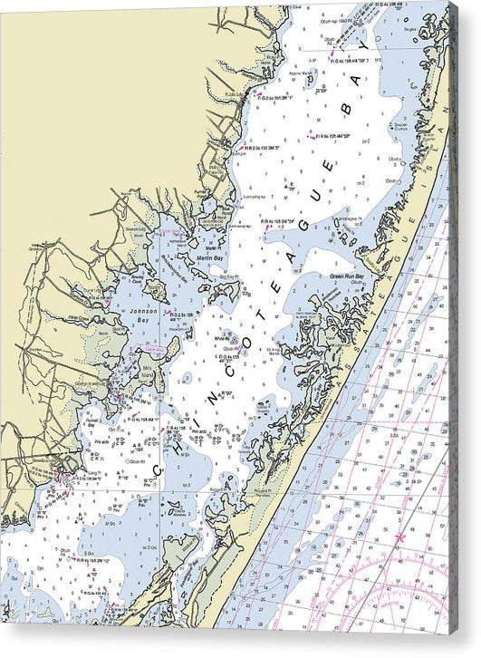 Chincoteague Bay Maryland Nautical Chart  Acrylic Print