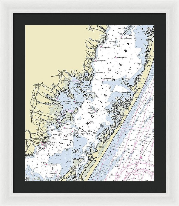 Chincoteague Bay Maryland Nautical Chart - Framed Print