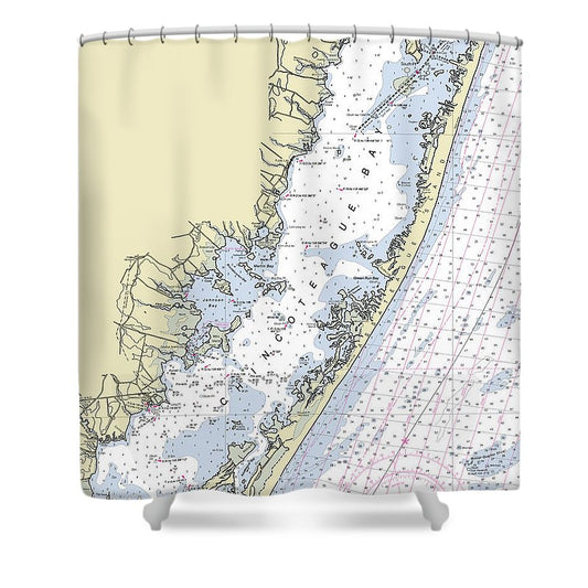 Chincoteague Bay Virginia Nautical Chart Shower Curtain