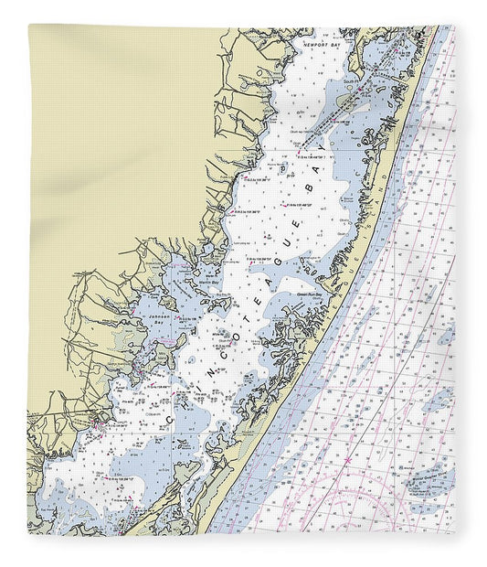Chincoteague Bay Virginia Nautical Chart Blanket