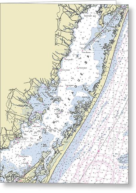 Chincoteague Bay Virginia Nautical Chart - Greeting Card