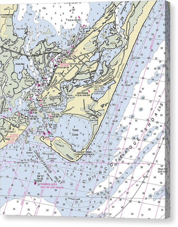 Chincoteague Inlet Virginia Nautical Chart Canvas Print