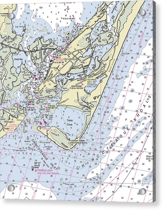Chincoteague Inlet Virginia Nautical Chart - Acrylic Print