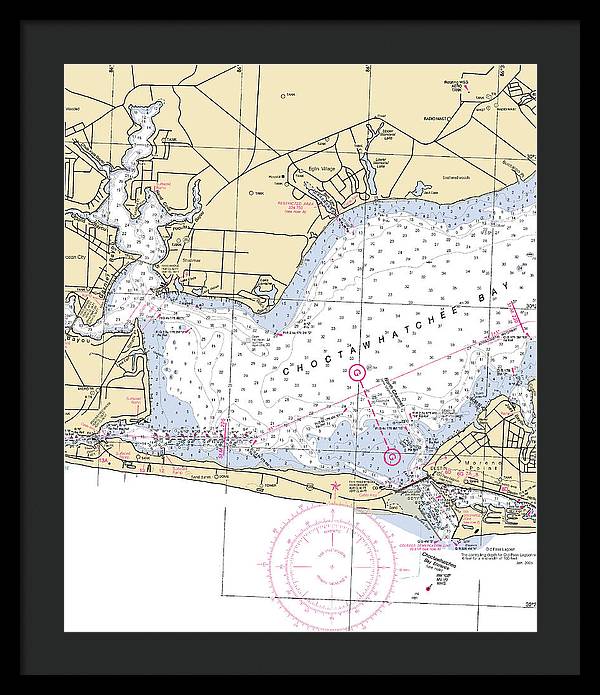 Choctawhatchee Bay-florida Nautical Chart - Framed Print