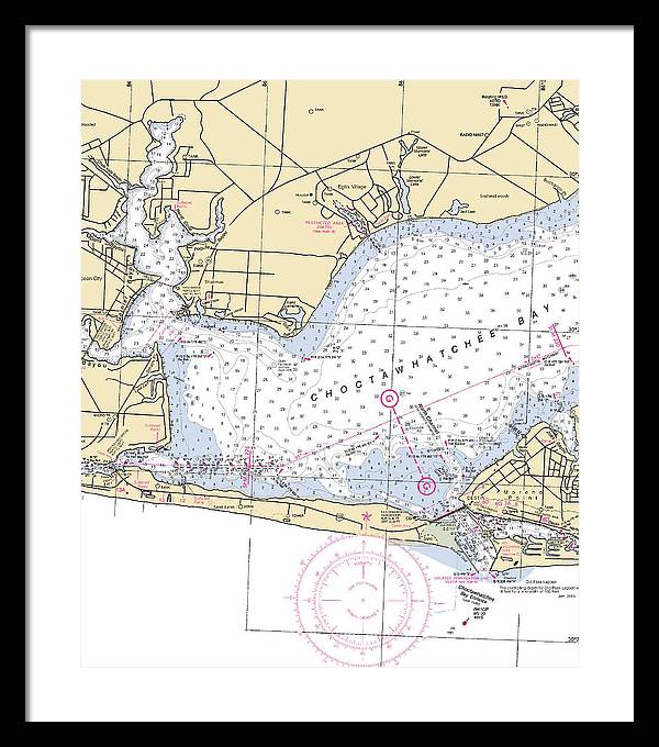 Choctawhatchee Bay-florida Nautical Chart - Framed Print