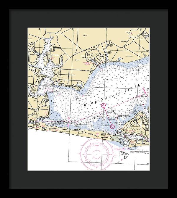 Choctawhatchee Bay-florida Nautical Chart - Framed Print