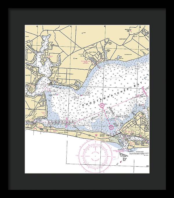 Choctawhatchee Bay-florida Nautical Chart - Framed Print