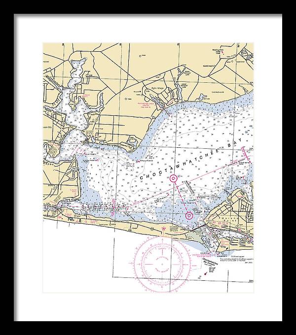 Choctawhatchee Bay-florida Nautical Chart - Framed Print