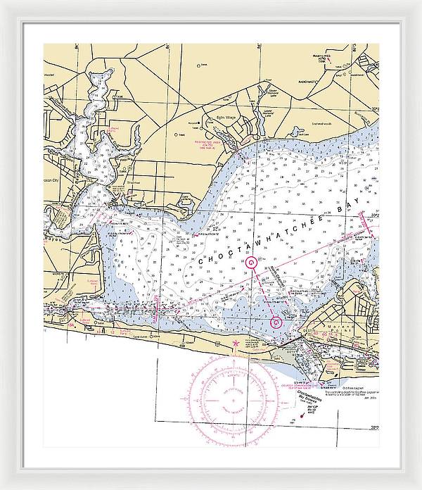 Choctawhatchee Bay-florida Nautical Chart - Framed Print