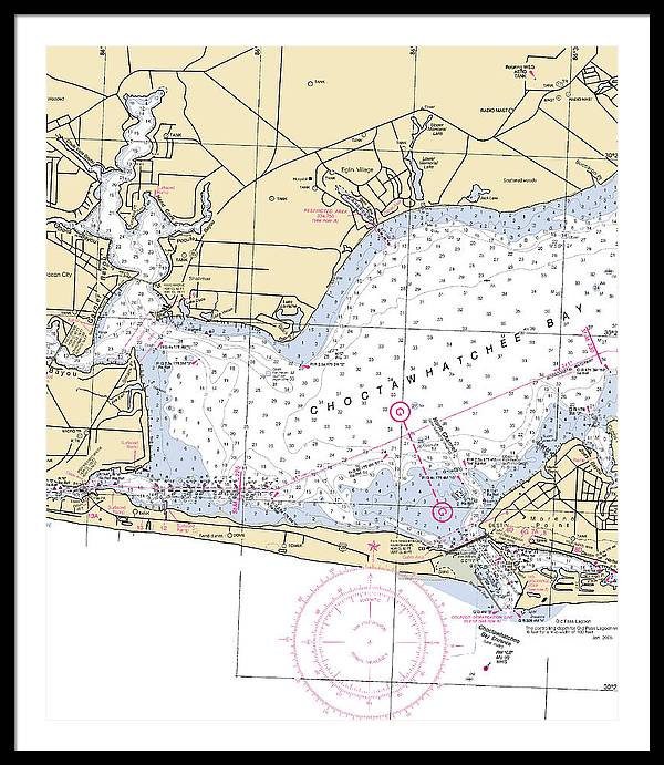 Choctawhatchee Bay-florida Nautical Chart - Framed Print