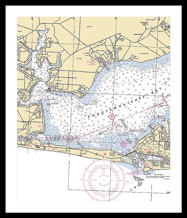 Choctawhatchee Bay-florida Nautical Chart - Framed Print