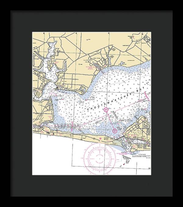 Choctawhatchee Bay-florida Nautical Chart - Framed Print