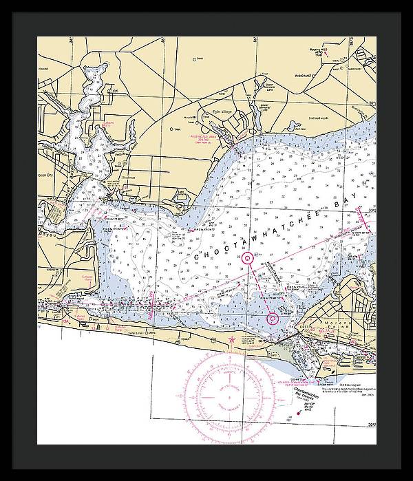 Choctawhatchee Bay-florida Nautical Chart - Framed Print