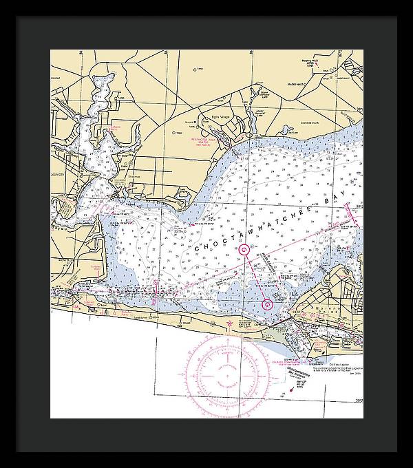 Choctawhatchee Bay-florida Nautical Chart - Framed Print