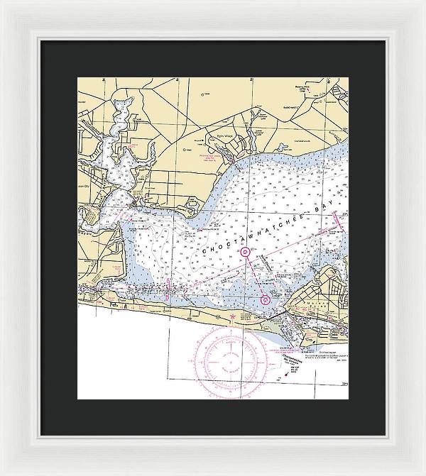 Choctawhatchee Bay-florida Nautical Chart - Framed Print