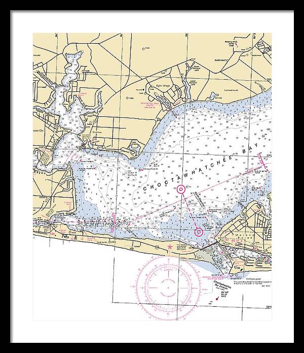 Choctawhatchee Bay-florida Nautical Chart - Framed Print