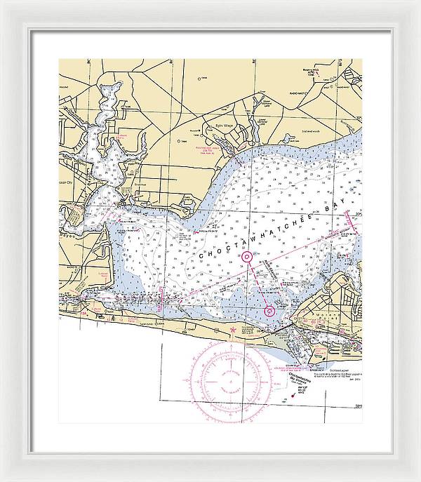 Choctawhatchee Bay-florida Nautical Chart - Framed Print