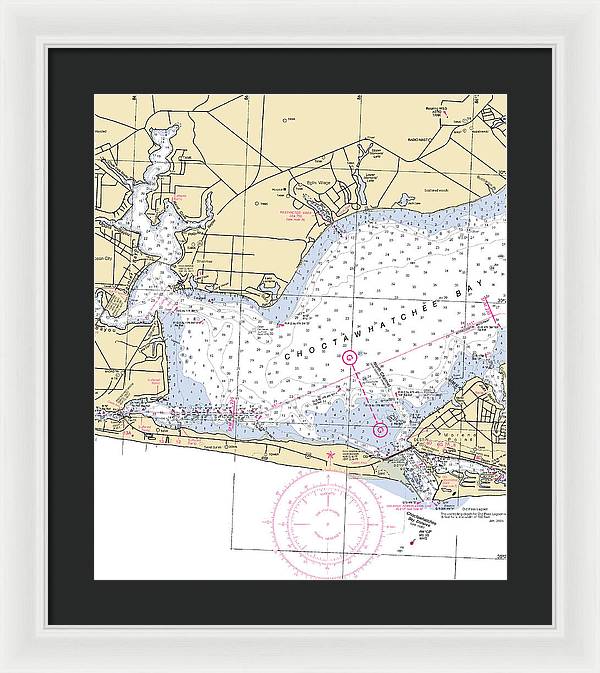 Choctawhatchee Bay-florida Nautical Chart - Framed Print