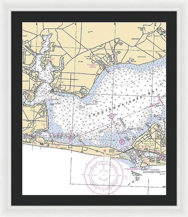 Choctawhatchee Bay-florida Nautical Chart - Framed Print