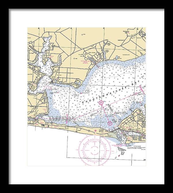 Choctawhatchee Bay-florida Nautical Chart - Framed Print