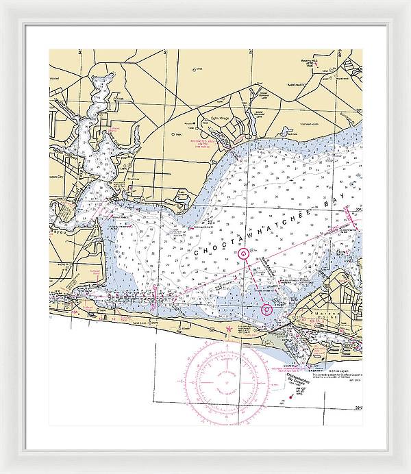 Choctawhatchee Bay-florida Nautical Chart - Framed Print