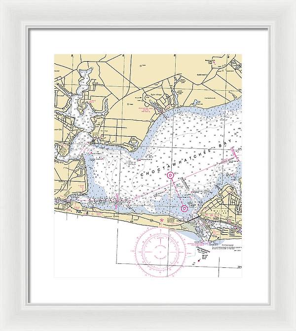 Choctawhatchee Bay-florida Nautical Chart - Framed Print