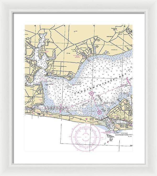 Choctawhatchee Bay-florida Nautical Chart - Framed Print