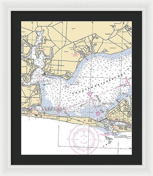 Choctawhatchee Bay-florida Nautical Chart - Framed Print