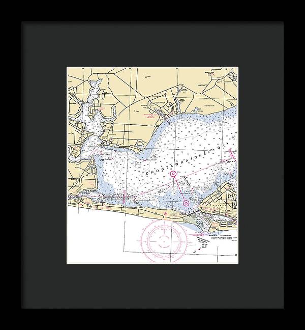 Choctawhatchee Bay-florida Nautical Chart - Framed Print