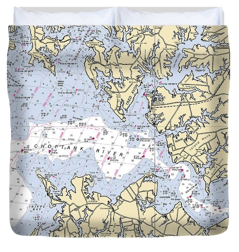 Choptank River Maryland Nautical Chart Duvet Cover