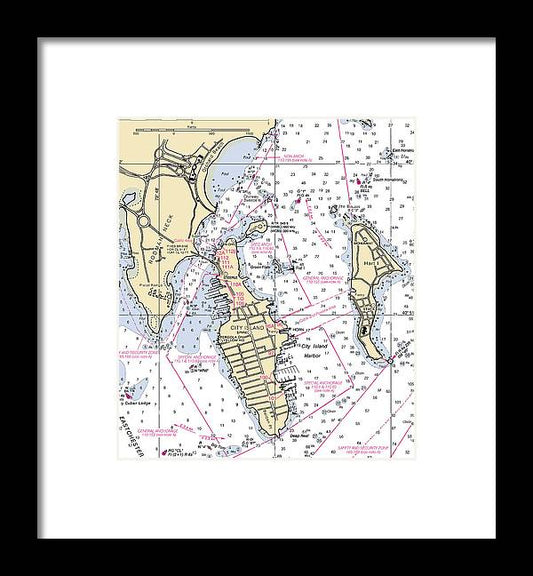 A beuatiful Framed Print of the City Island -New York Nautical Chart _V2 by SeaKoast