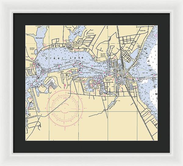 Clear Lake-texas Nautical Chart - Framed Print