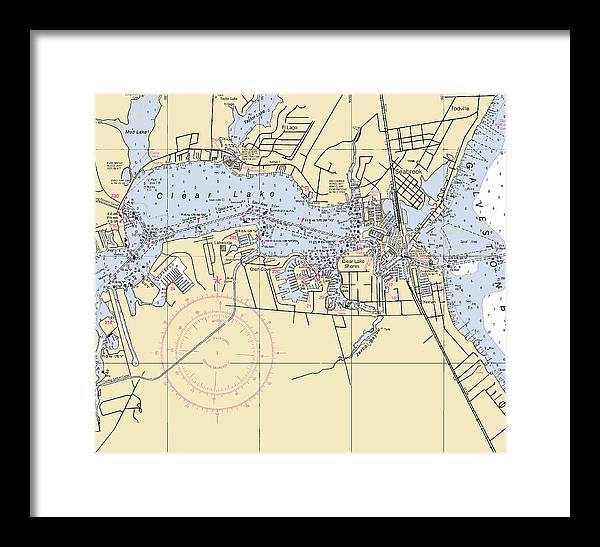 Clear Lake-texas Nautical Chart - Framed Print