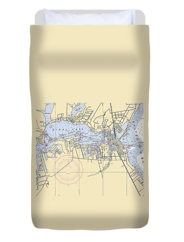 Clear Lake-texas Nautical Chart - Duvet Cover