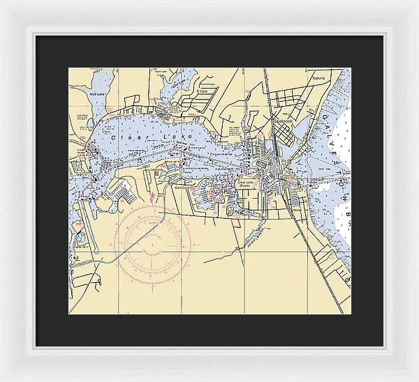 Clear Lake-texas Nautical Chart - Framed Print