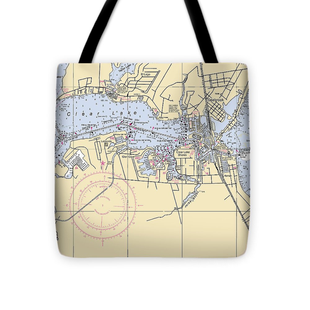 Clear Lake-texas Nautical Chart - Tote Bag