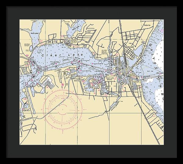 Clear Lake-texas Nautical Chart - Framed Print